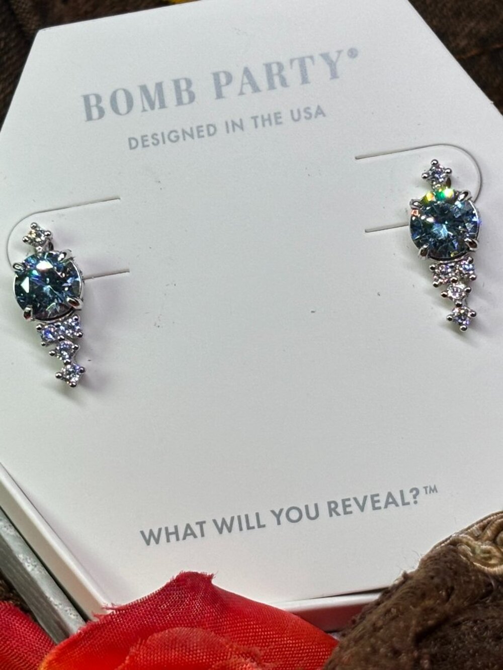 Bomb Party "The Sterling Club" Aquamarine CZ Luxury Earrings RBP2986
